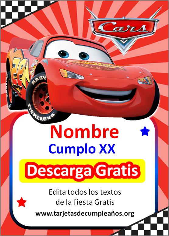 rayo mcqueen invitaciones de cars para editar gratis