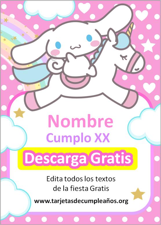 Invitaciones de Cinnamoroll para editar