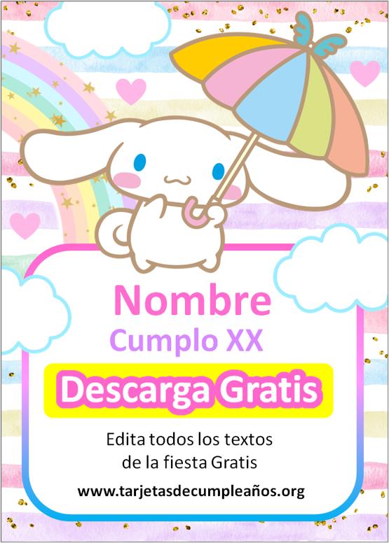 Invitación de cumpleaños Kawaii Cinnamoroll