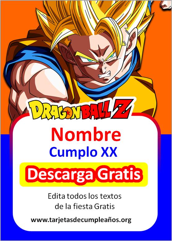 invitaciones de goku para cumpleaños