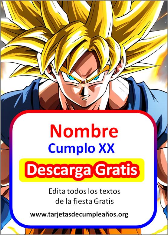 invitaciones de goku para editar gratis