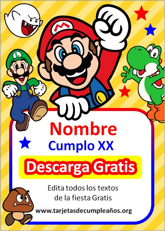 invitaciones de cumpleaños mario bros para imprimir