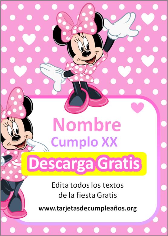 Invitaciones de Minnie Mouse para editar