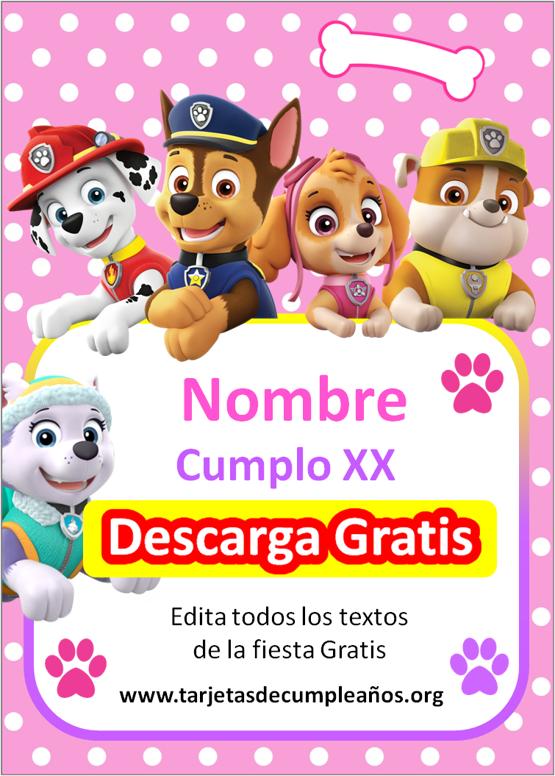 invitaciones de paw patrol niña