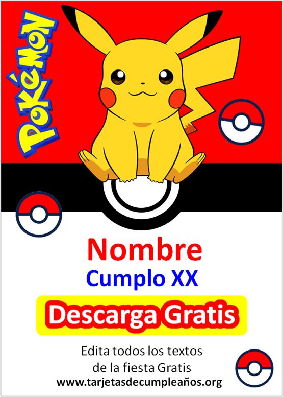 invitaciones de pikachu para editar gratis