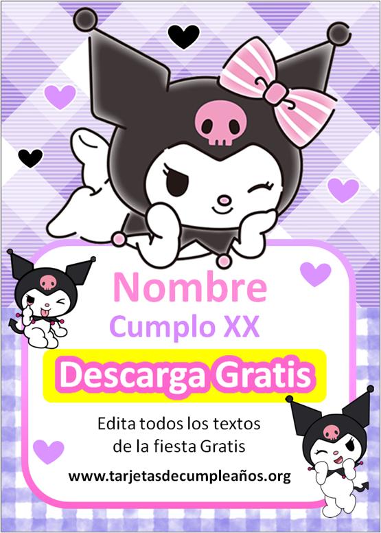 invitaciones de cumpleaños kuromi para editar