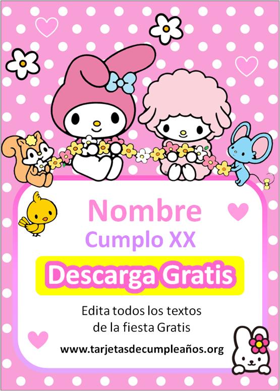 invitaciones de my melody para cumpleaños fondo de puntos rosado