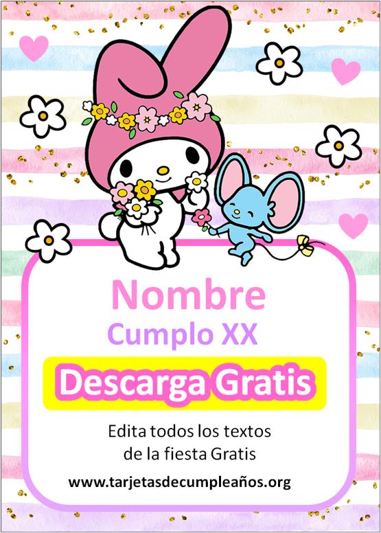 invitaciones para cumpleaños de my melody fondo pastel colorido