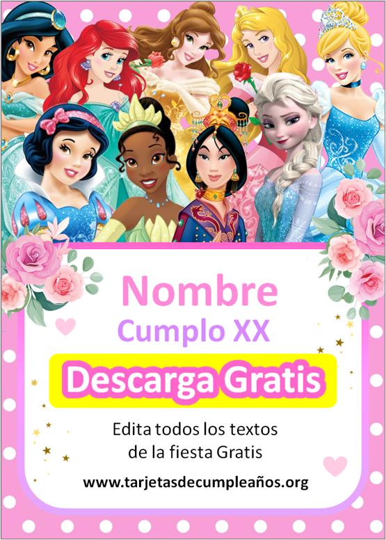 invitaciones princesas disney gratis personalizables