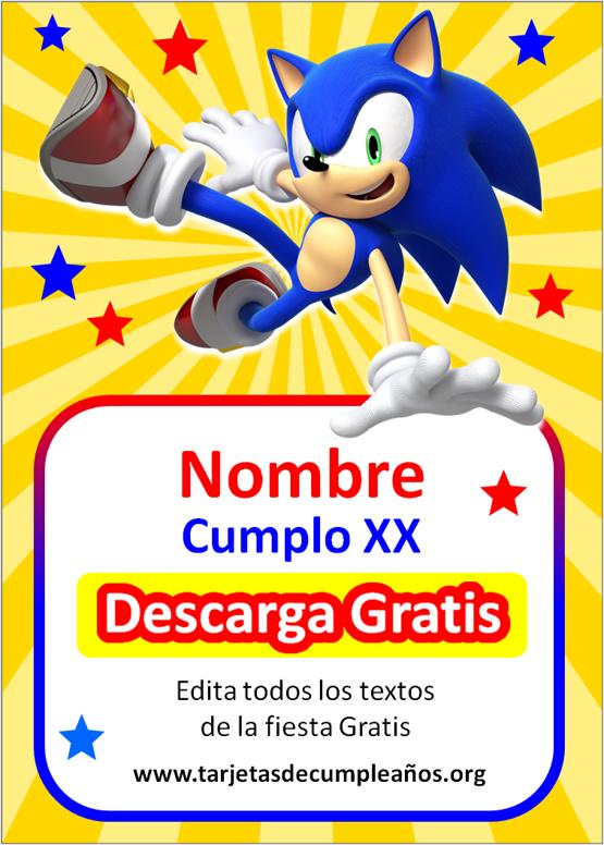 cumpleaños invitaciones de sonic para imprimir